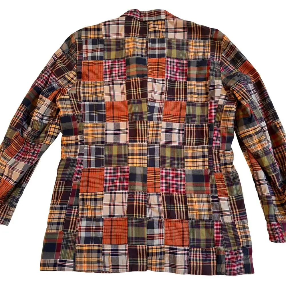 J.Crew Madras Patchwork Mens Blazer Preppy Size 42 Regular Sport Coat Academia